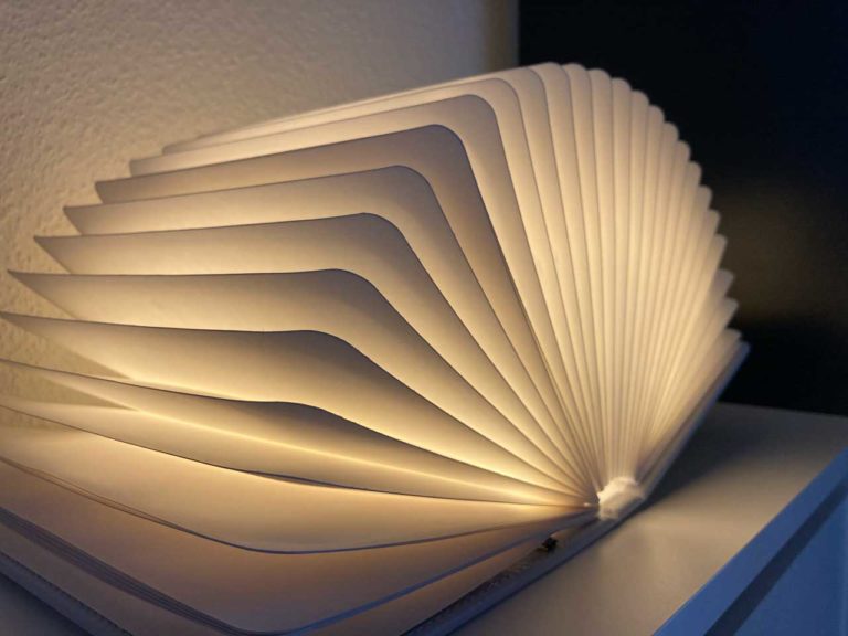 Light book on a shelf