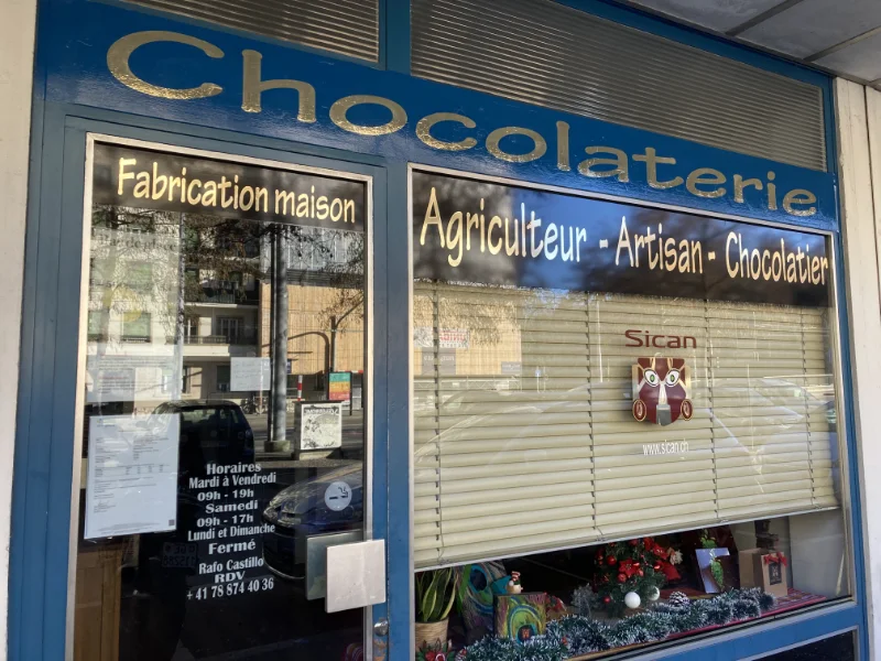 Vitrine chocolaterie Sican, Genève